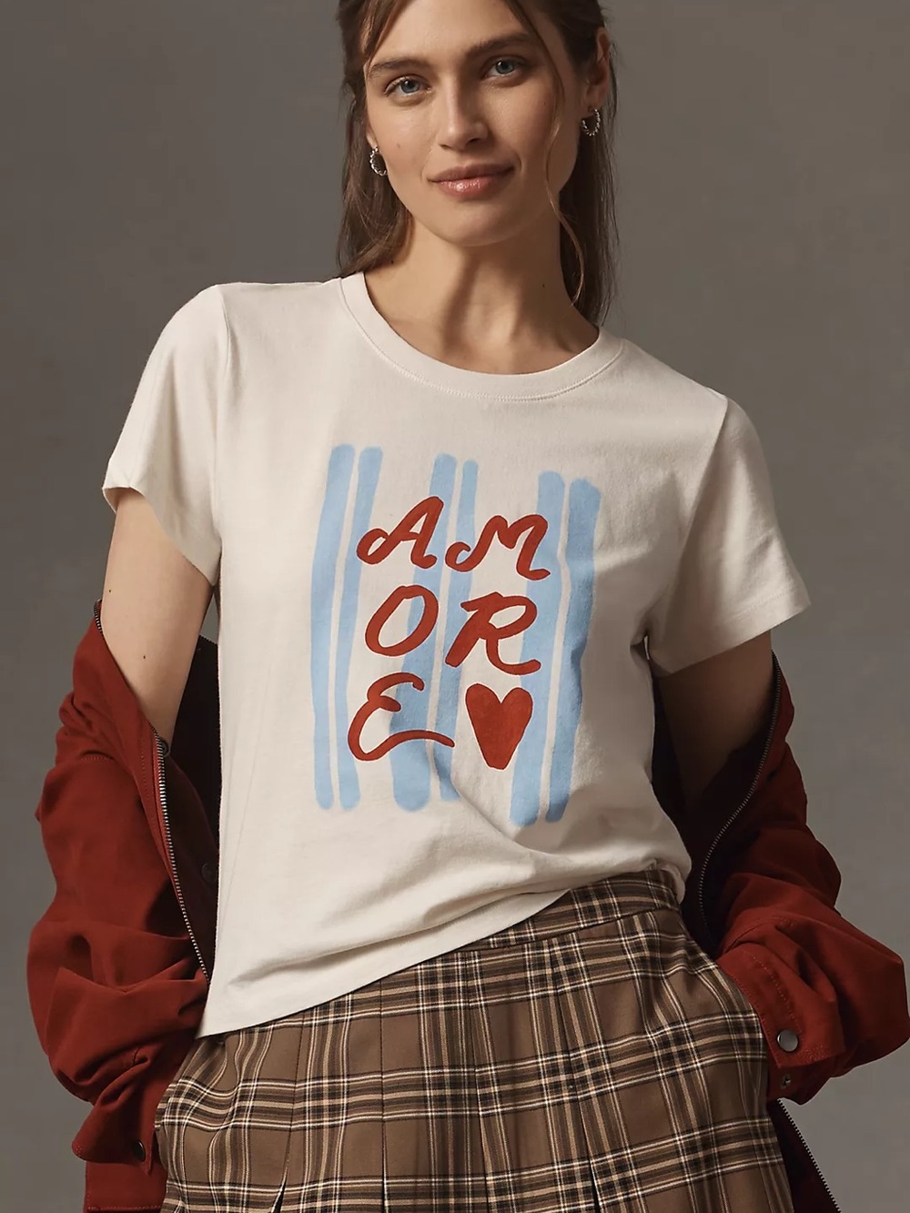 Anthropologie‎ Ania Mielniczuk Amore Graphic Tee Ivory S 100% Cotton NWOT
